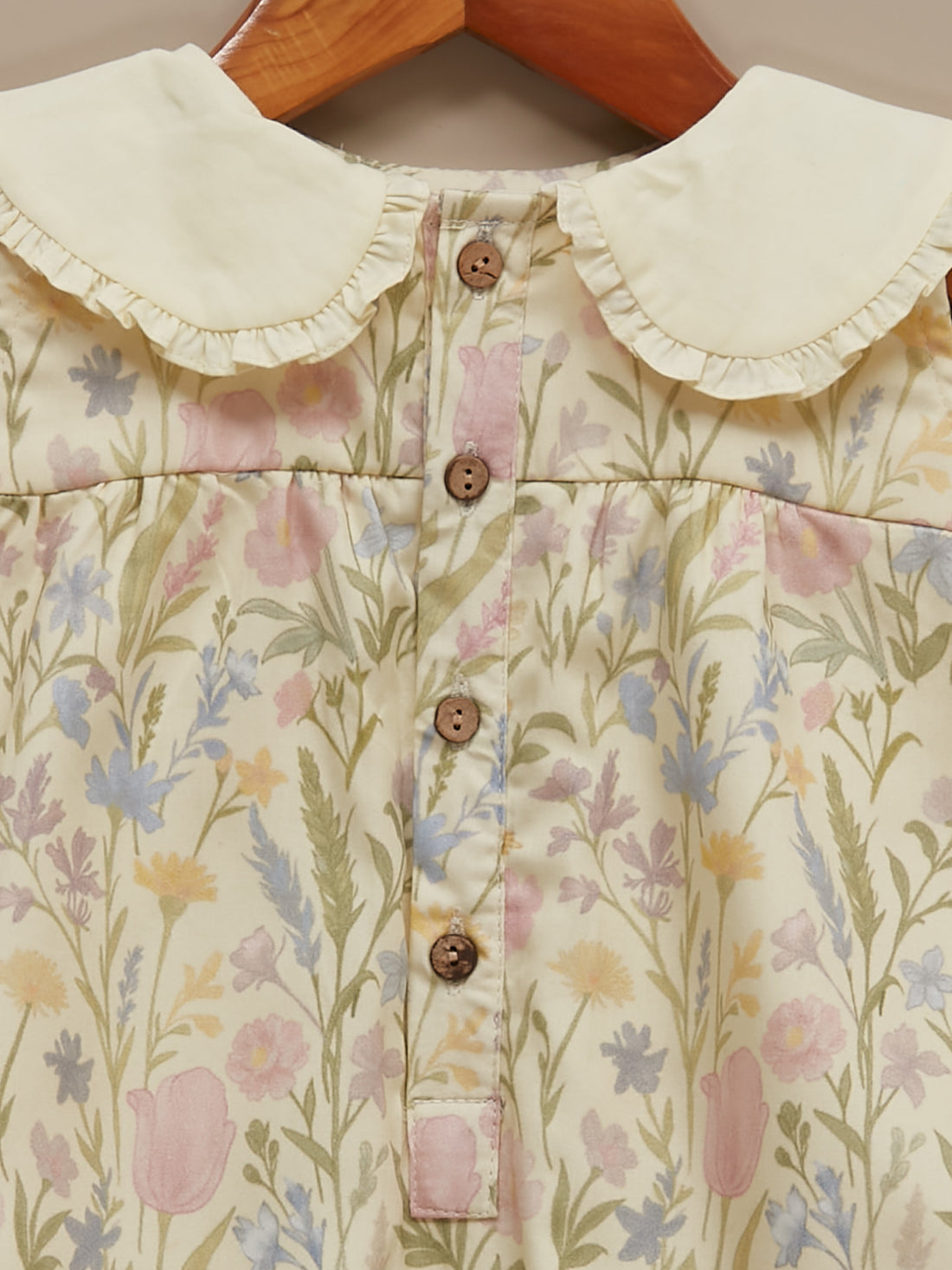 Girls | Pale Yellow Cotton Floral Romper | Lost in Paradise