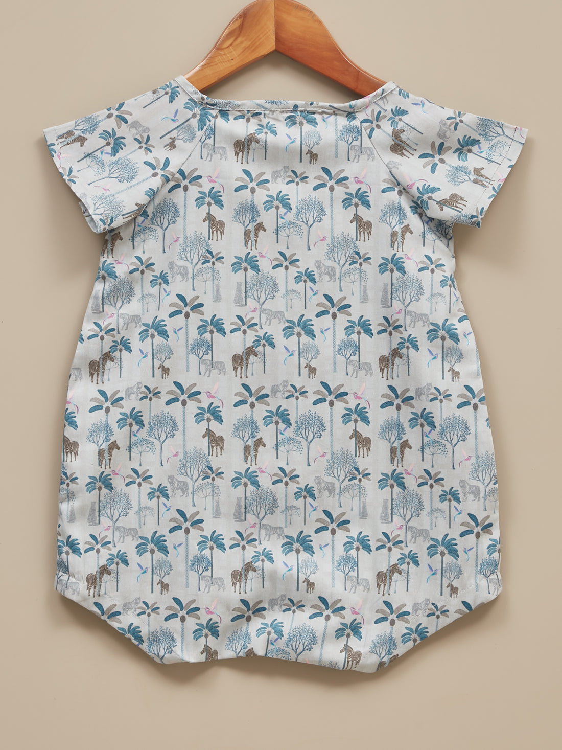 Baby Cream Cotton Kimono Romper | Safari