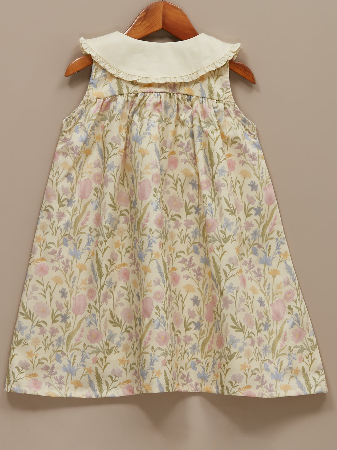 Girls | Pale Yellow Cotton Floral Dress | Fleurs