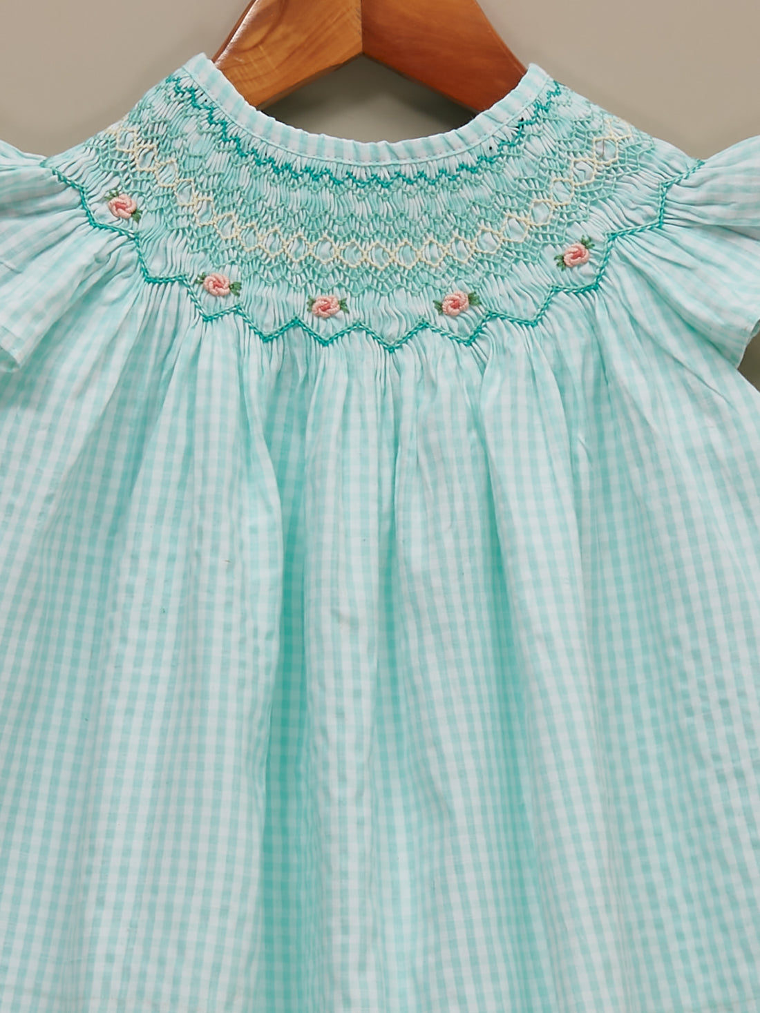 Girls | Green Cotton Smocked Dress | Symphony
