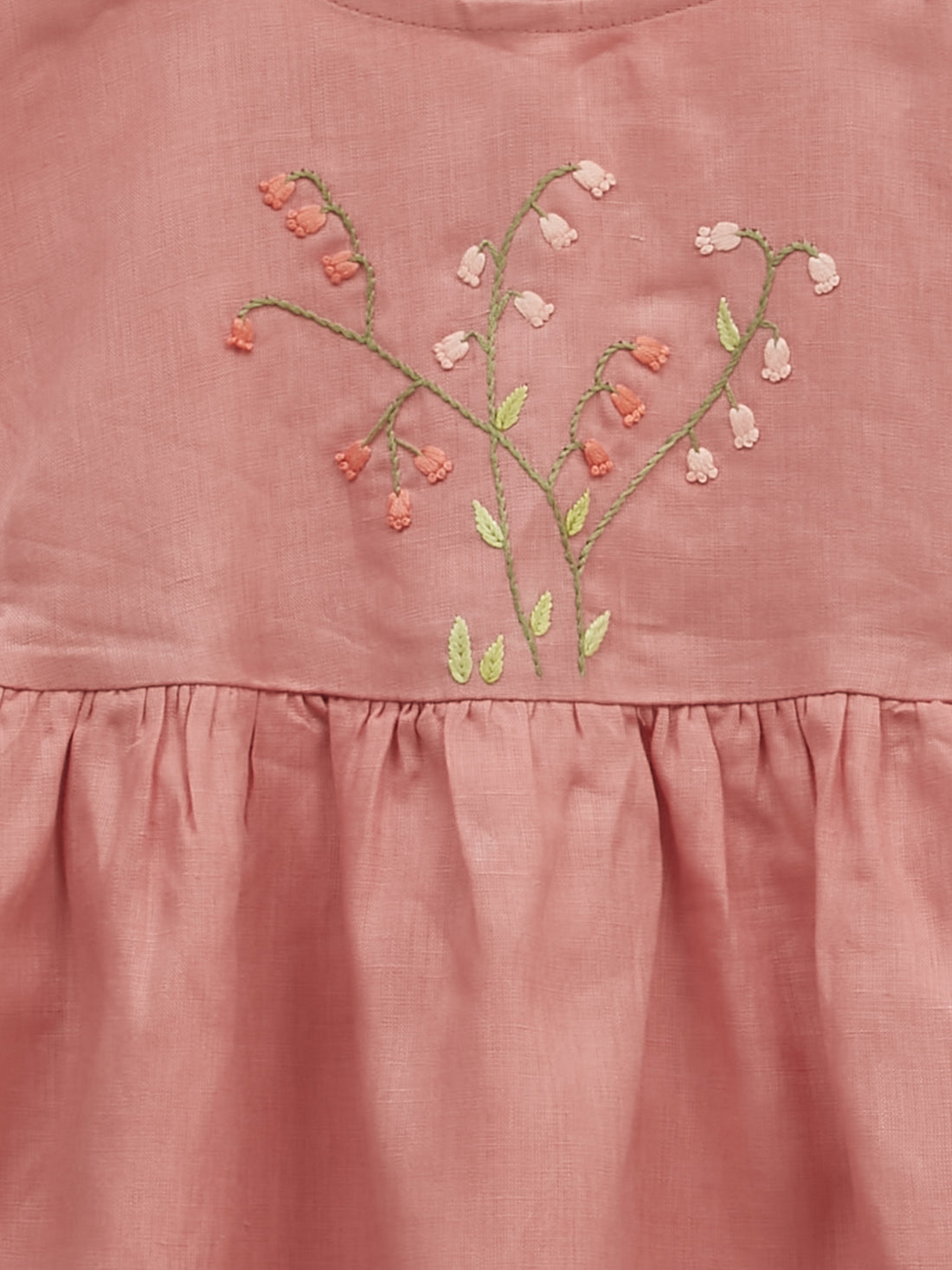 Girls Purple Wine Linen Hand-Embroidered Dress | Canterbury Bells