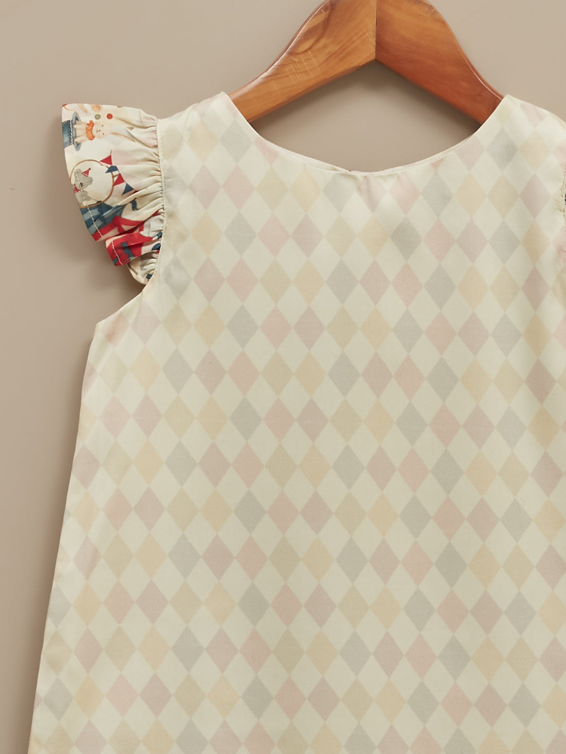 Girls Cream Printed Cotton Dress | Carnival