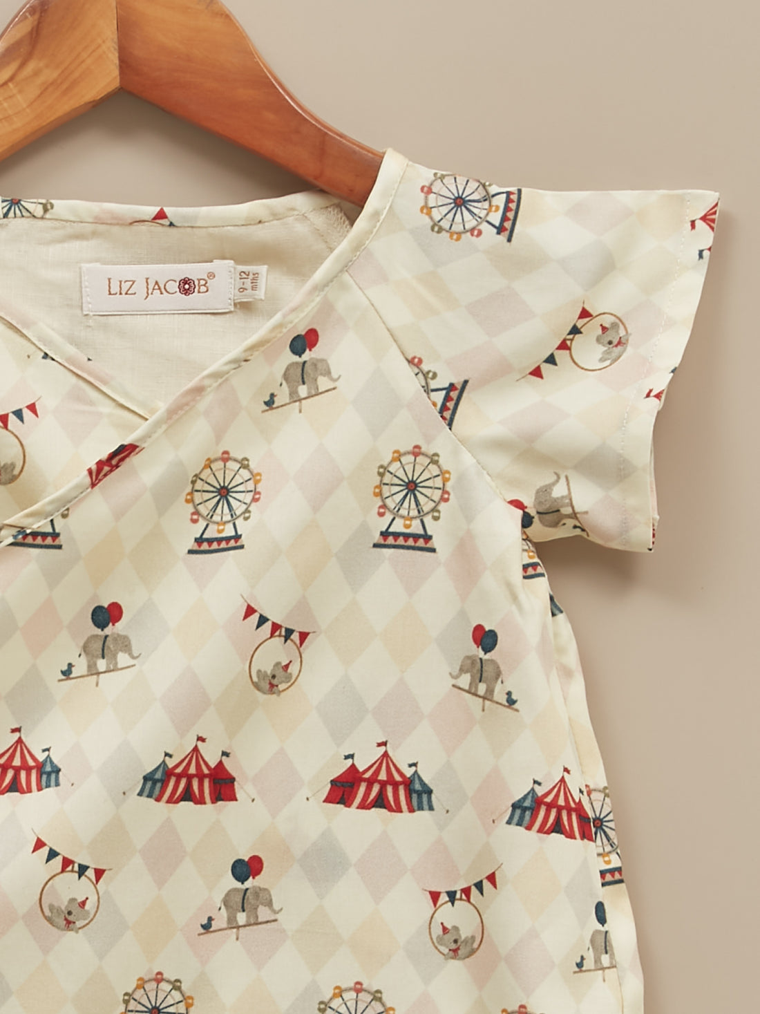 Baby Cream Cotton Kimono Romper | Circus