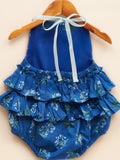 Liz Jacob cotton romper in ink blue for babies, lightweight and breathable