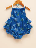 Liz Jacob cotton romper in ink blue for babies, lightweight and breathable