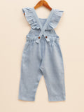 Liz Jacob blue linen jumpsuit with hand-embroidery for little girls who love comfortable clothing
