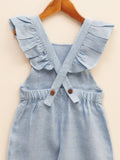 Liz Jacob blue linen jumpsuit with hand-embroidery for little girls who love comfortable clothing