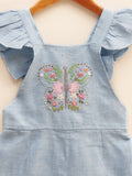 Liz Jacob blue linen jumpsuit with hand-embroidery for little girls who love comfortable clothing