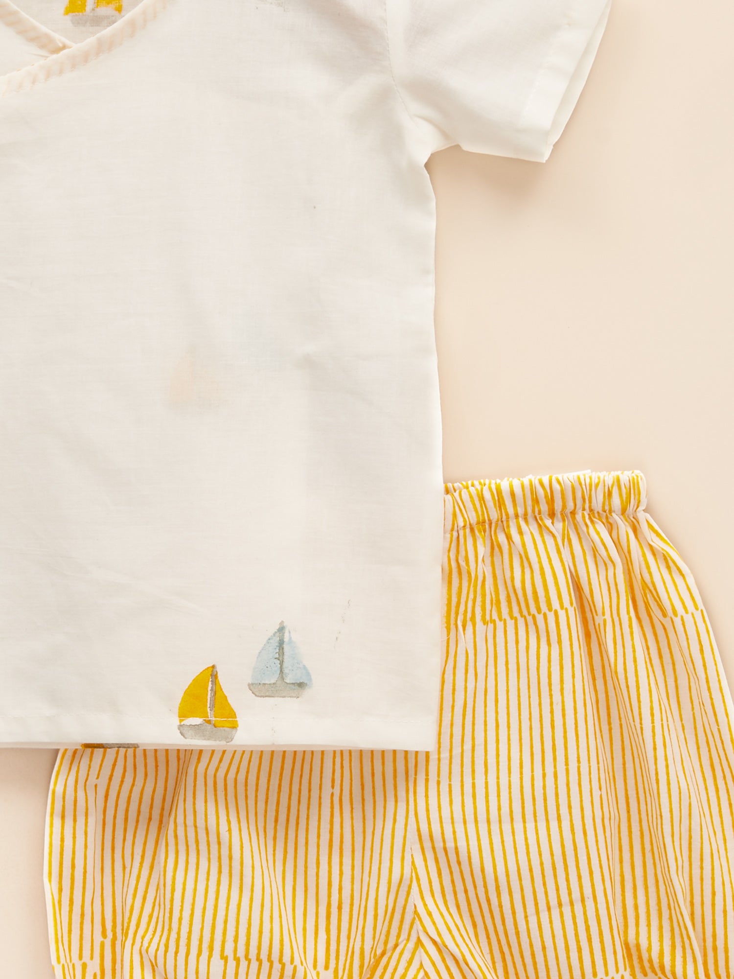 Liz Jacob jhabla sets in handblock prints for babies, lightweight and breathable