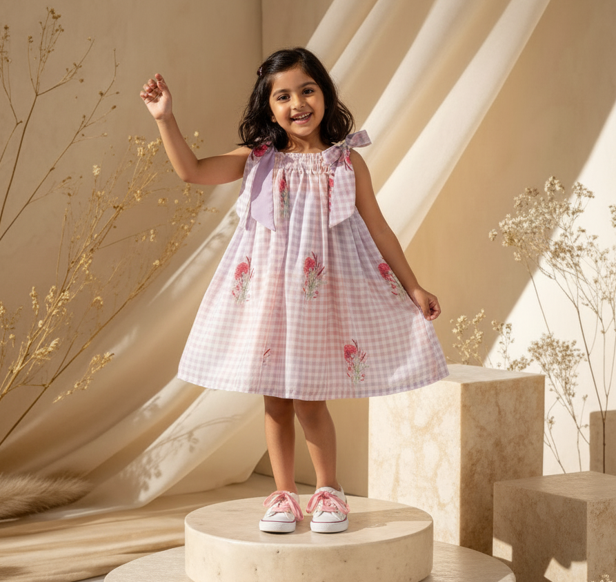 Liz Jacob mul cotton floral dress for girls, lightweight and ecofriendly