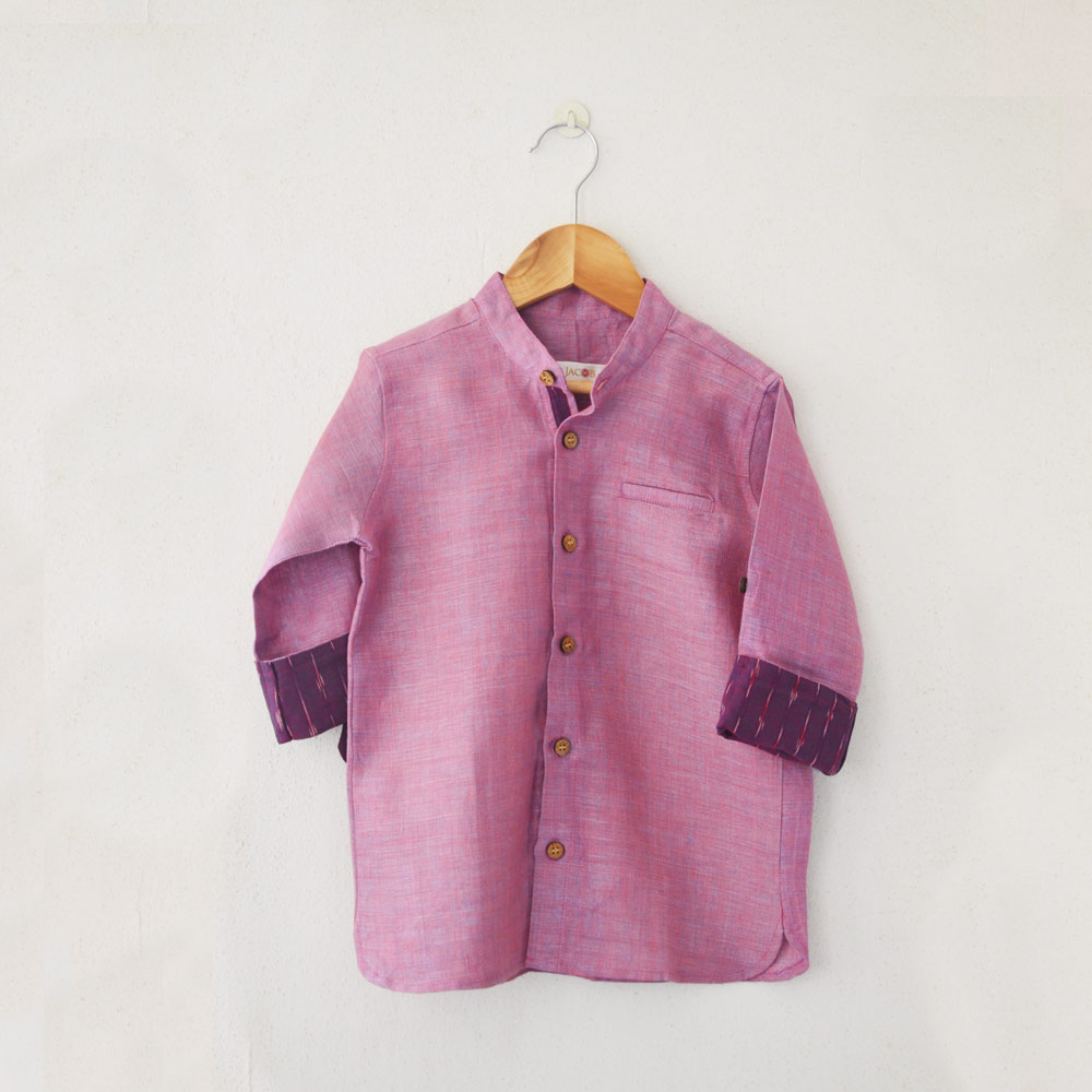 Boys Shirt: Pink Linen-Ikat - Liz Jacob: Handcrafted Clothes for Kids